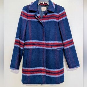 LOFT Women's Blue and Red Striped Coat